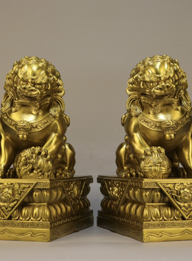 铜招财中式宫门狮故宫狮子一对