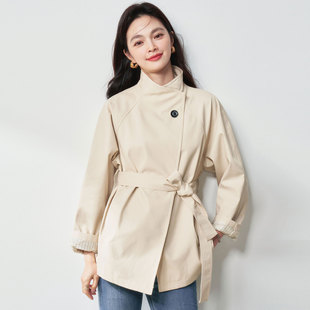 25秋季 简约ROW风立领风衣一粒扣英伦风休闲百搭设计感外套