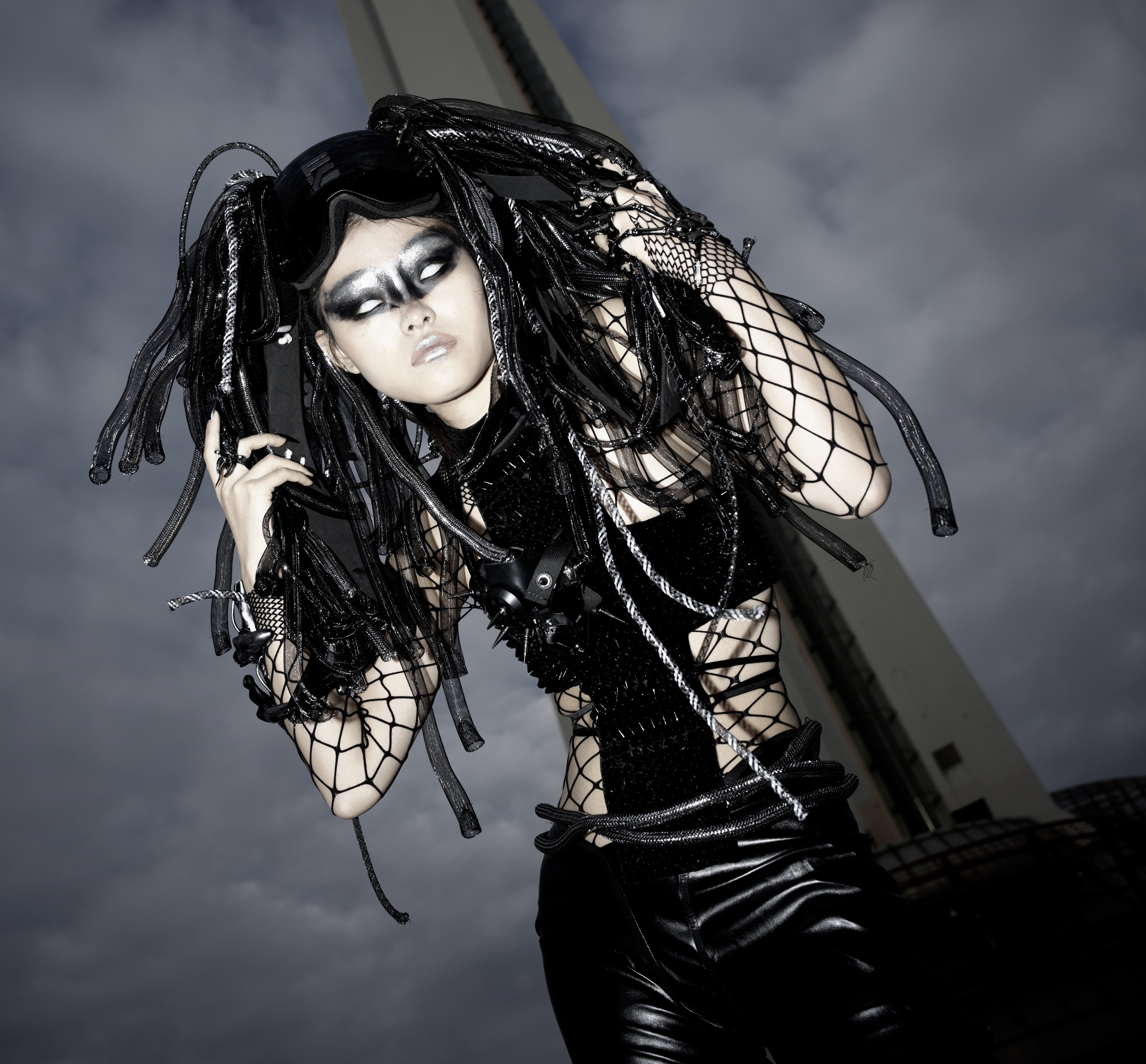 暗码牌原创-赛博哥特goth风黑心之魅时装朋克cyberlox头饰假发