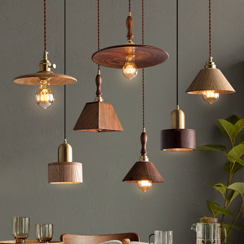 ins北欧风黑胡桃木床头餐厅实木吊灯吧台餐厅复古原木色黄铜吊灯,家装灯饰光源,酒店/宴会厅/餐饮吊灯,淘宝优惠券,粉丝福利购,淘宝优惠卷