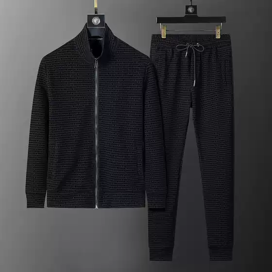 High-Quality 2026 Autumn and Winter Trendy Brand Casual All-Over Flocking Print Sports Suit, Unisex Couple Set