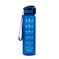 1000ml sports water bottle, gradient plastic water bottle, outdoor space cup, time prompt water bottle, tritan water cup thumbnail 3
