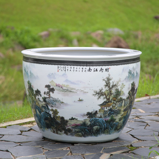 大水缸睡莲缸庭院阳台景德镇陶瓷鱼缸荷花缸观背古法养鱼盆甲鱼缸