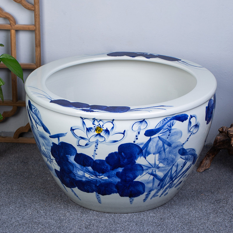 景德镇陶瓷落地缸阳台花盆荷花缸碗莲鱼缸客厅庭院公司风水大水缸