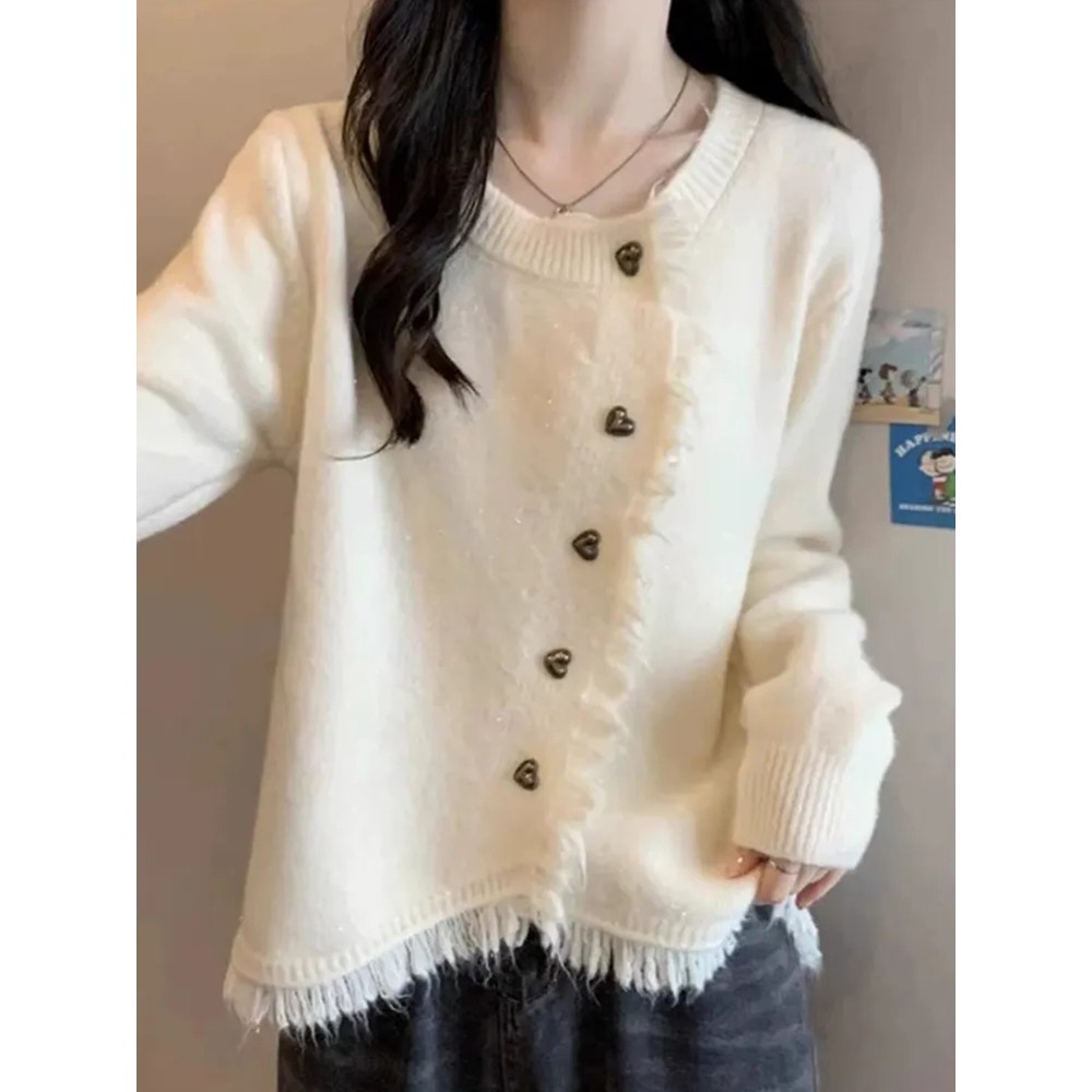 圆领秋冬毛衣女2025新款宽松外套