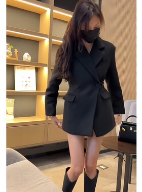 韩版高级感黑色西装外套女2025秋冬新款收腰显瘦时尚洋气西服上衣