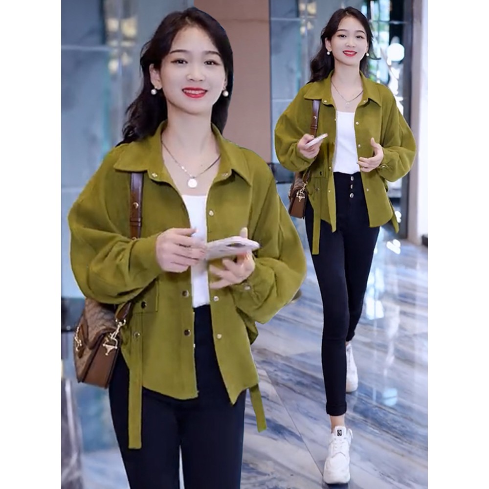 长袖衬衫女短外套春秋冬新款上衣