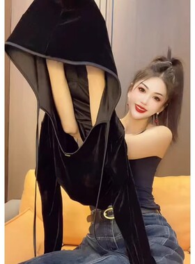 2025秋冬新款套头卫衣宽松慵懒风丝绒连帽时尚气质修身显瘦女上衣