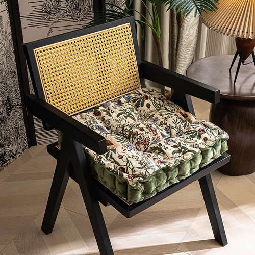 四季通用美式加厚椅垫凳餐桌电脑椅子坐垫防滑布艺垫高方形小垫子