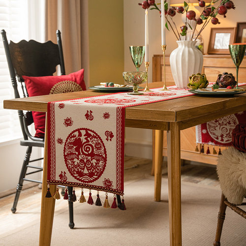 桌旗新中式红木茶台棉麻加厚防水茶席餐桌长条茶几茶桌布床头旗