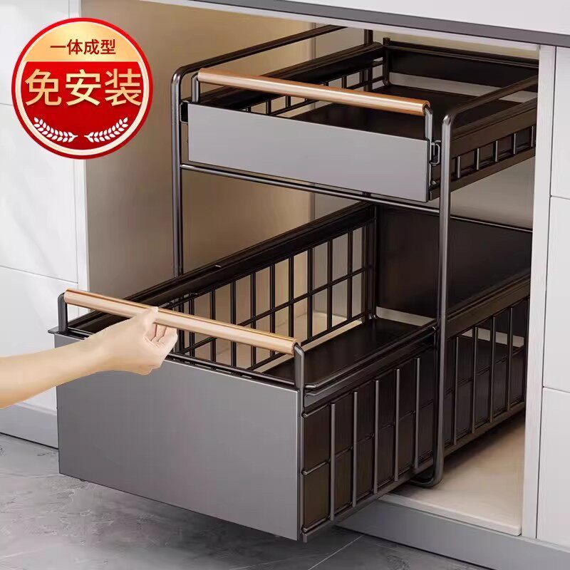 厨房橱柜拉篮下水槽置物架