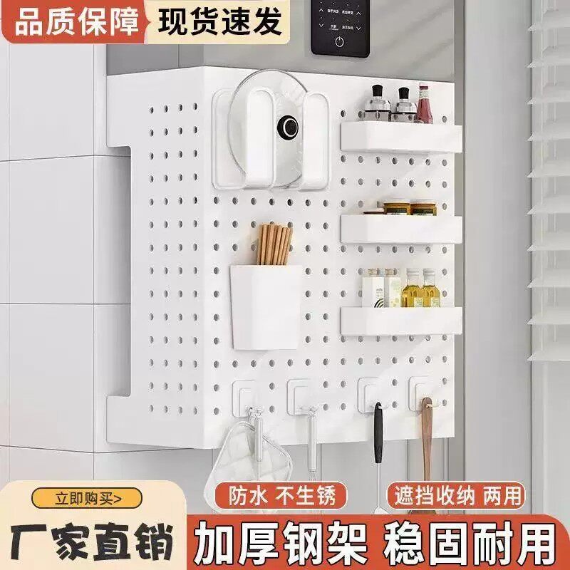 厨房壁挂炉下方遮丑挡板置物架子图片