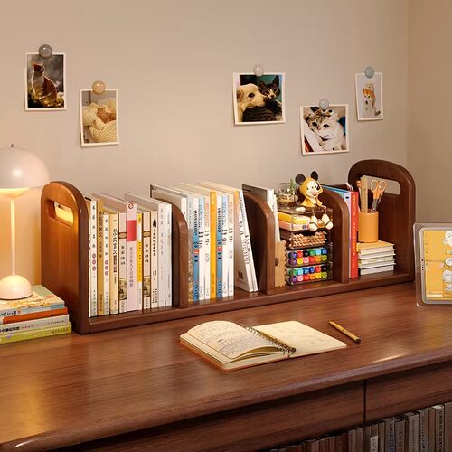 实木桌面书架置物架学生书桌