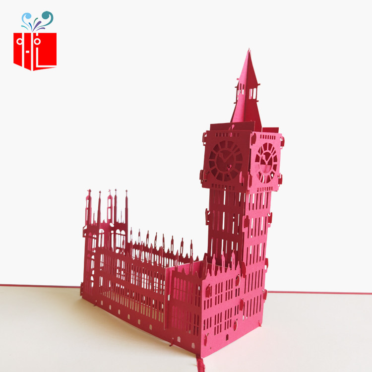 3d立体贺卡  英国建筑大本钟 创意手工diy镂空邀请卡纸雕礼品卡片