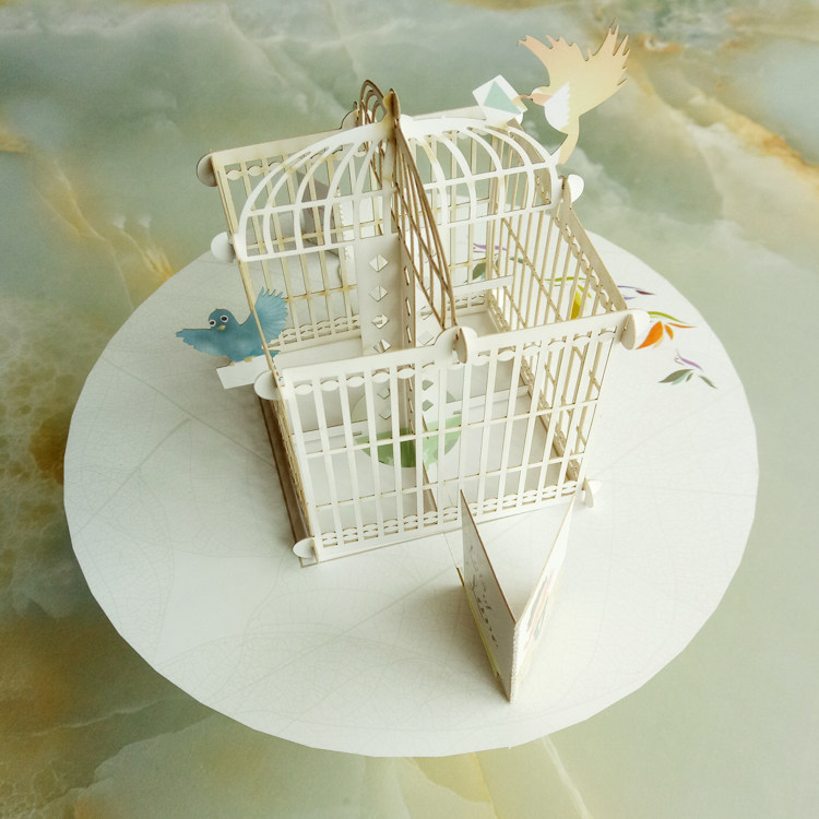 贺卡3d立体贺卡 创意爱巢 韩国创意纯手工diy镂空纸雕卡片