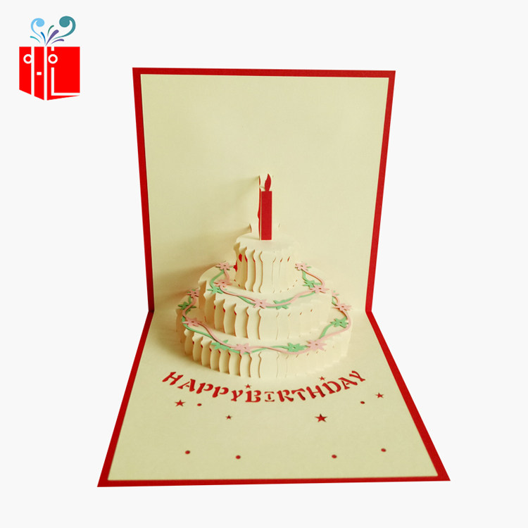 生日贺卡3d立体贺卡生日蛋糕 韩国创意纯手工diy镂空纸雕卡片