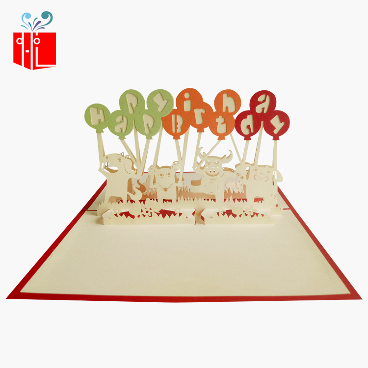 3d立体贺卡创意生日动物园手工diy镂空纸雕卡片儿童生日贺卡