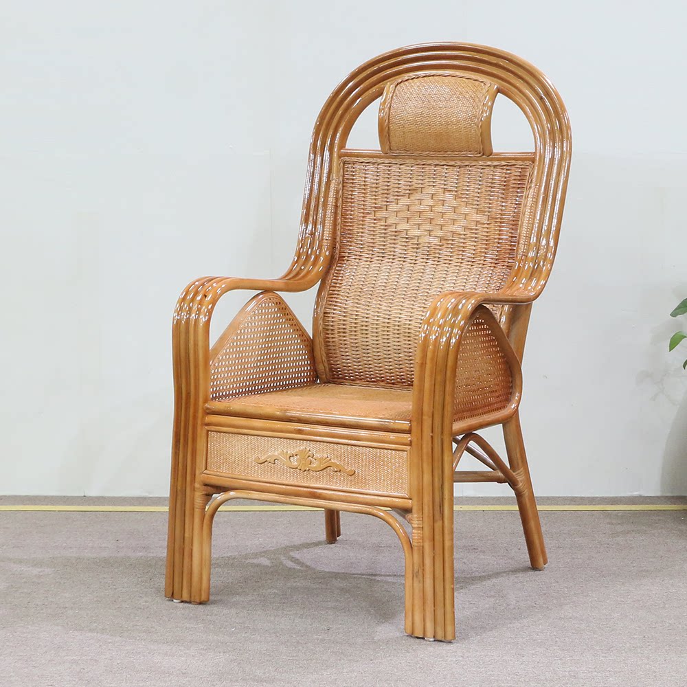 天然真藤大班椅办公室老板椅单人靠背休闲椅腰部支撑电脑扶手腾椅