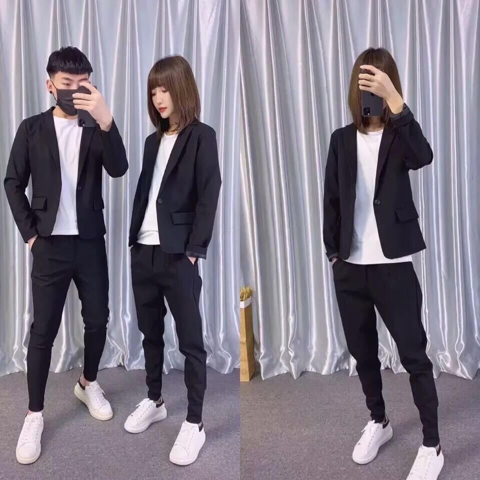 夏季薄款短款帅气休闲西服套装男士高级感痞帅韩版修身小西装外套图片