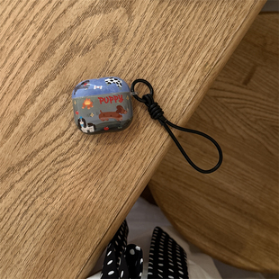 韩系ins涂鸦可爱草坪狗狗适用苹果耳机保护套airpodspro2无线蓝牙耳机壳三代airpod4二代ipod耳机套3代带挂绳