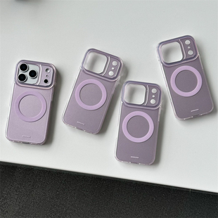 高级感ins简约紫色五角星磁吸支架适用15苹果17promax手机壳iphone16pro新款14双层13女17全包防摔保护套个性