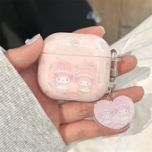 韩系ins粉色少女心可爱爱心美乐蒂小羊挂件适用4代保护套AirPodsPro3苹果耳机套airpods1 2无线蓝牙耳机软壳