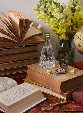 复古外文英文旧书二手书橱窗办公室摆件陈列拍摄道具摄影背景