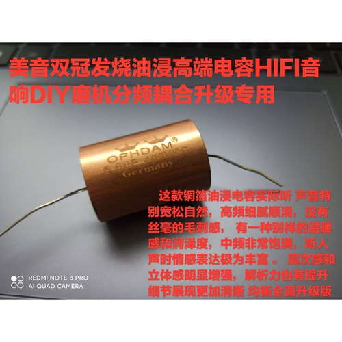 天寶双冠 铜箔油浸轴向高端电容 0.22UF  2.2UF 3.3UF 4.7UF400V