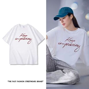 orm邝玲玲同款圆领短袖t恤男女夏季美式宽松酷飒风潮牌上衣服