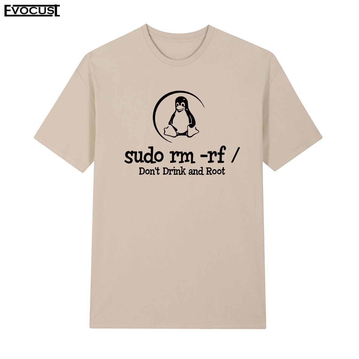 极客LINUX企鹅Sudo rm rf工程师软件短袖T恤男女字母复古怀旧