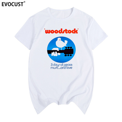 1969年woodstock伍德斯托克音乐节摇滚青年学生男女短袖半袖T恤