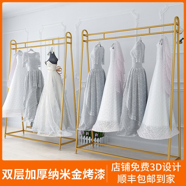 加厚金色高档婚纱店展示架货架照相馆挂礼服架子秀禾旗袍落地衣架