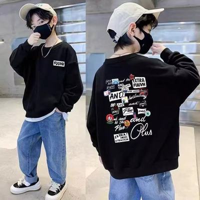 中大童秋冬装新款加绒加厚卫衣男