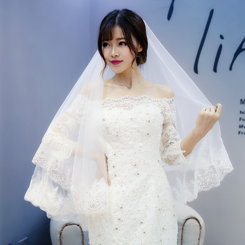Headdress Headdress Wedding dress new pattern Korean bride Long tail Headdress Super long Lace Travel Photography wedding Soft headin the Accessories/Leather belt/Hat/Muffler , Wedding dress accessories , Veil  category - from Buy2taobao.com to provide professional Taobao agent buy service