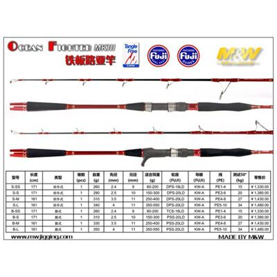 爱默达MW海钓铁板竿OCEAN FIGHTER MKIII红色金色海钓竿铁板杆