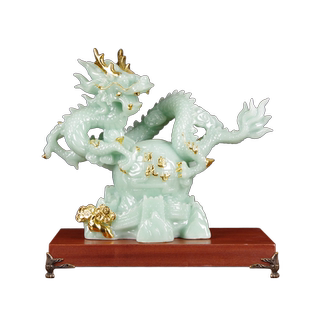 招财玉石青龙摆件生肖祥龙盛世办公室家居镇宅玄关吉祥物装饰工艺