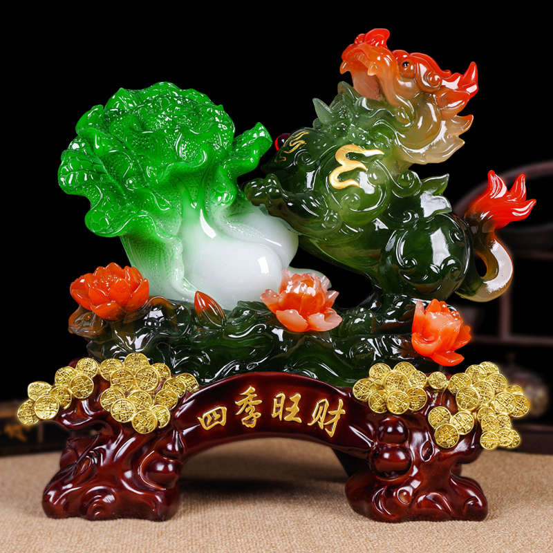 新款貔貅摆件招财镇宅玉白菜店铺开业礼品送礼客厅办公室收银台装