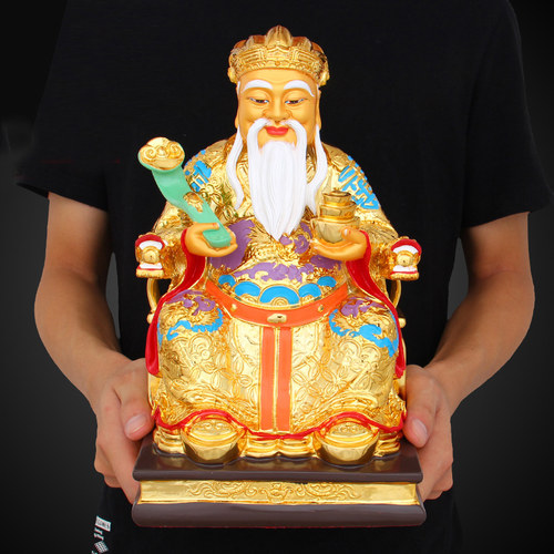 供奉彩绘佛像财神爷摆件土地婆