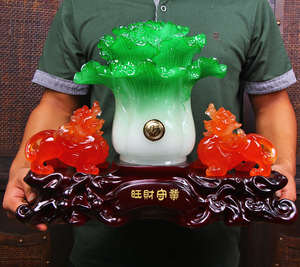 风水摇钱树招财发财树玉白菜貔貅摆件财源广进店铺开业工艺礼品