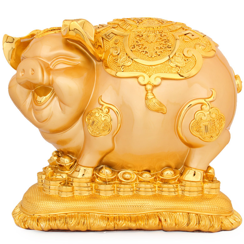 招财可爱生肖金猪摆件生日礼物办公家居风水创意猪存储钱罐工艺品