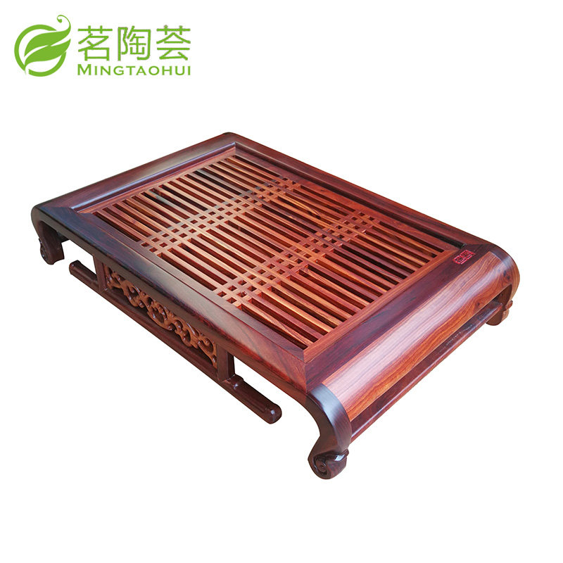 汉唐黑紫檀绿檀红檀木花梨木实木大小雅致茶盘家用抽屉简约排储式