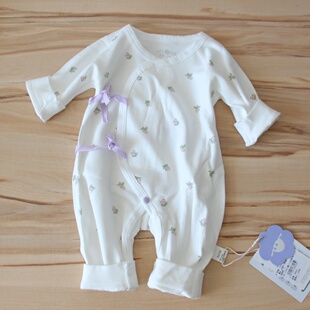 译童超柔优可丝棉新生儿衣服无骨春秋连体衣宝宝打底睡衣秋冬薄款