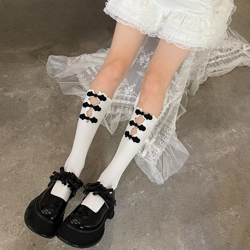 袜贵人新品千禧年国风盘扣木耳边镂空中筒堆堆袜辣妹时髦小腿袜,女士内衣/男士内衣/家居服,短袜,淘宝优惠券,粉丝福利购,淘宝优惠卷