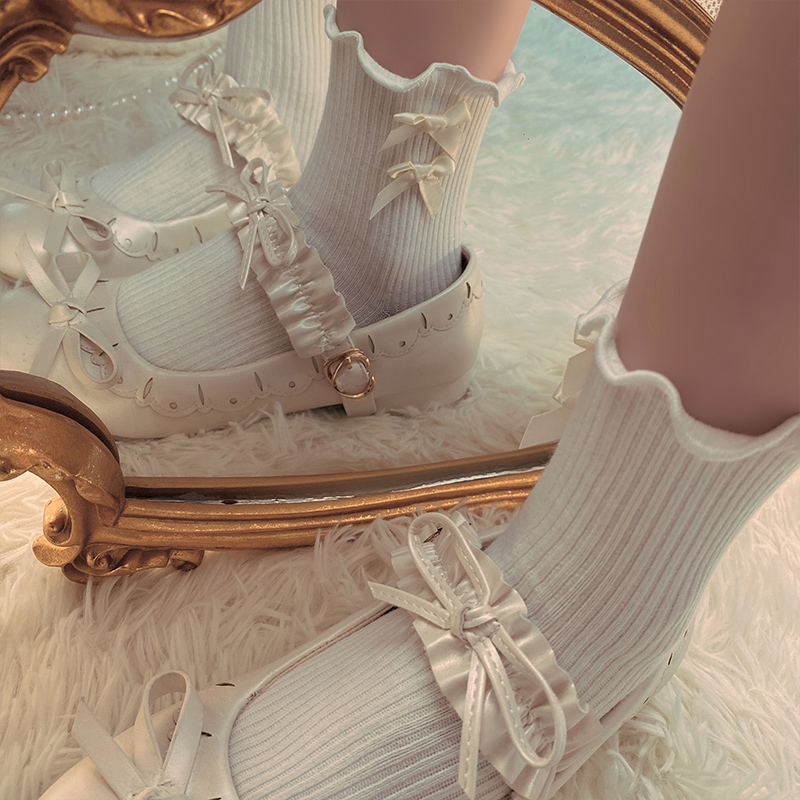 日系元气蝴蝶结木耳花边全棉百搭基础堆堆袜软妹少女学院风短袜女,女士内衣/男士内衣/家居服,短袜,淘宝优惠券,粉丝福利购,淘宝优惠卷