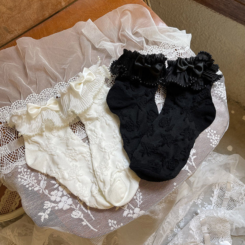 袜贵人新品小香风珠链花边蝴蝶结短袜可爱洛丽塔软妹堆堆袜女,女士内衣/男士内衣/家居服,短袜,淘宝优惠券,粉丝福利购,淘宝优惠卷