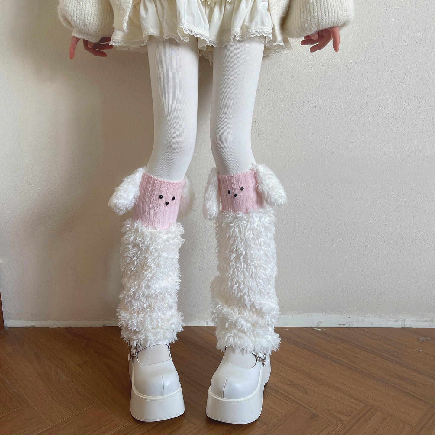 袜贵人冬季新品粉色大耳狗可爱卷毛袜套叠穿少女洛丽塔中筒堆堆袜,女士内衣/男士内衣/家居服,连裤袜/打底袜,淘宝优惠券,粉丝福利购,淘宝优惠卷