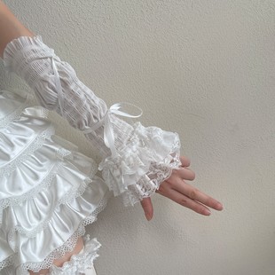 手套女 jk手袖 袜贵人新品 千禧年Y2K辣妹暗黑哥特蕾丝花边绑带长款
