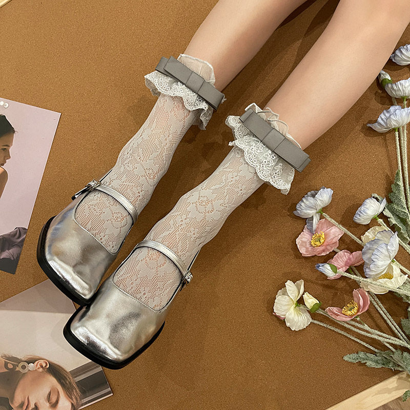 袜贵人春夏新品蕾丝蝴蝶结薄款洛丽塔学生软妹中筒小腿堆堆袜女,女士内衣/男士内衣/家居服,短袜,淘宝优惠券,粉丝福利购,淘宝优惠卷