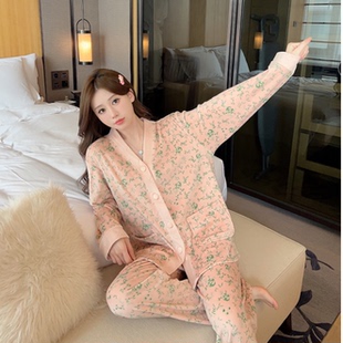 秋冬套装 宽松韩版 超柔海岛绒睡衣女ins新款 家居服 多肉翡翠