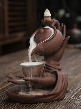 新品佛手悬壶高冲回流香炉创意茶壶倒流檀香炉家居饰品摆件
